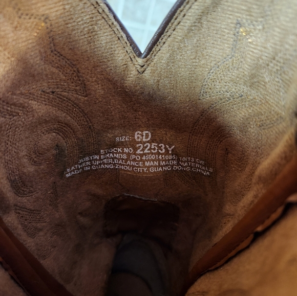 Justin Cowboy Boots Women's Size 6D Mid Calf Pointed Toe Western Brown Leather - Picture 8 of 11